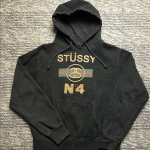 SOLD🌈Stussy Charcoal Gray Spell Out Hoodie